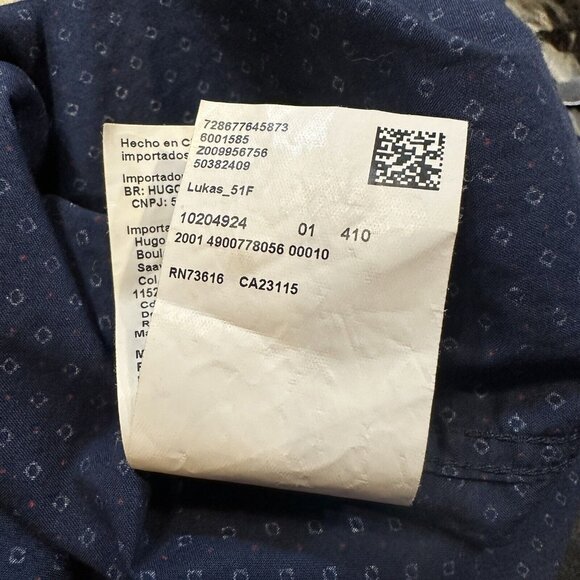 Hugo Boss Men's Regular Shirt Navy Blue Sz L Flip Cuff Long Sleeve Preppy Casual - Picture 6 of 7